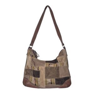 Caribbean Joe Brown Patchwork Hobo Shoulder Bag Vintage Y2K Bohemian Indie